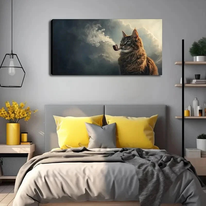 Vibrant Orange & Black Fur Wall Art Canvas Office Home Room Framed 120x60cm