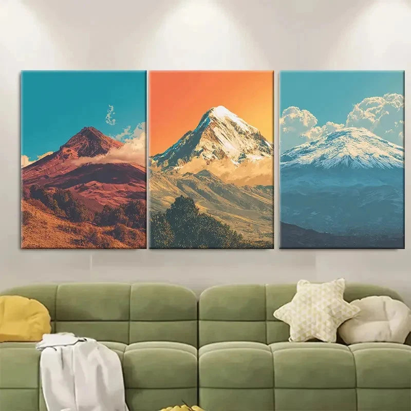 3pcs La Paz Andes Mountain Adventure Poster Wall Art Set Canvas Framed 60x90cm - High Quality Print 100% Australian Made Wall Canvas Ready to Hang