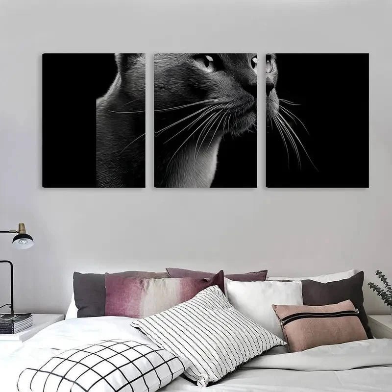 3pcs Russian Blue Cat Decor Wall Art Set Canvas Framed 40x60cm - High Quality Print 100% Australian Made Wall Canvas Ready to Hang
