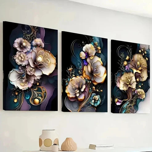 3pcs Abstract Wind Flowerc Landscape Wall Art Set Canvas Unframed - High Quality Print 100% Australian Made Wall Canvas