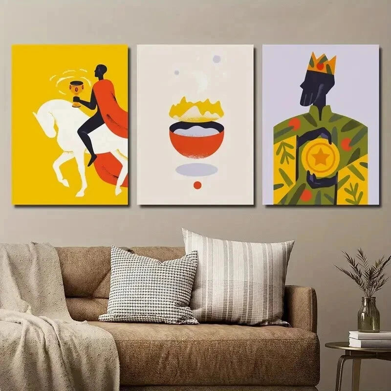 3pcs Crowned King with Star Medallion Perfect Wall Art Set Canvas Framed 40x60cm - High Quality Print 100% Australian Made Wall Canvas Ready to Hang
