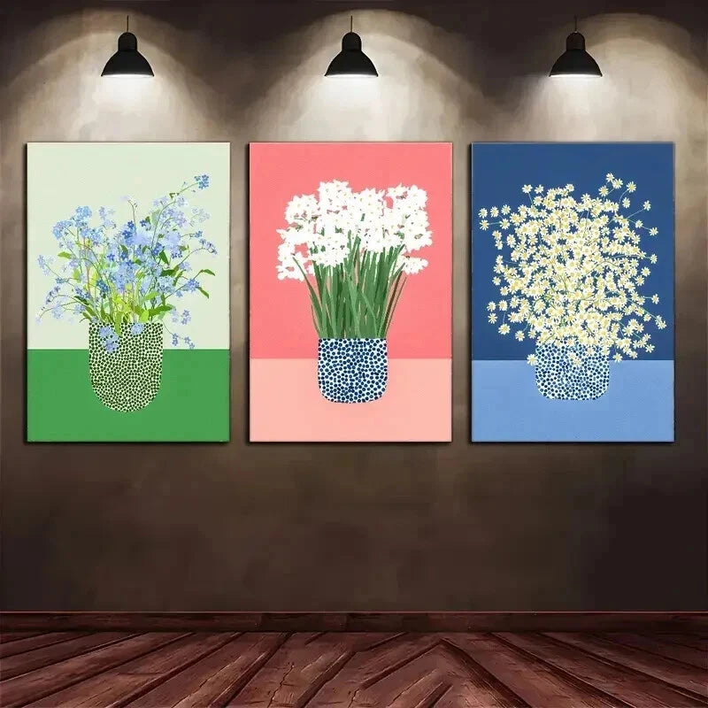 3pcs Beautiful Floral Contemporary Perfect Wall Art Set Canvas Framed 40x60cm - High Quality Print 100% Australian Made Wall Canvas Ready to Hang