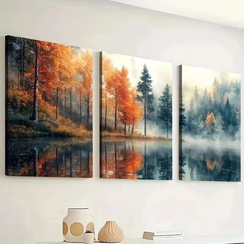 3pcs Natural Forest Landscapes Decoration Wall Art Set Canvas Framed 40x60cm - High Quality Print 100% Australian Made Wall Canvas Ready to Hang