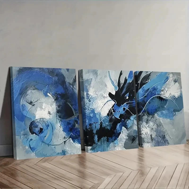 3pcs Abstract Expressionist Painting With Bold Wall Art Set Canvas Framed 50x70cm - High Quality Print 100% Australian Made Wall Canvas Ready to Hang