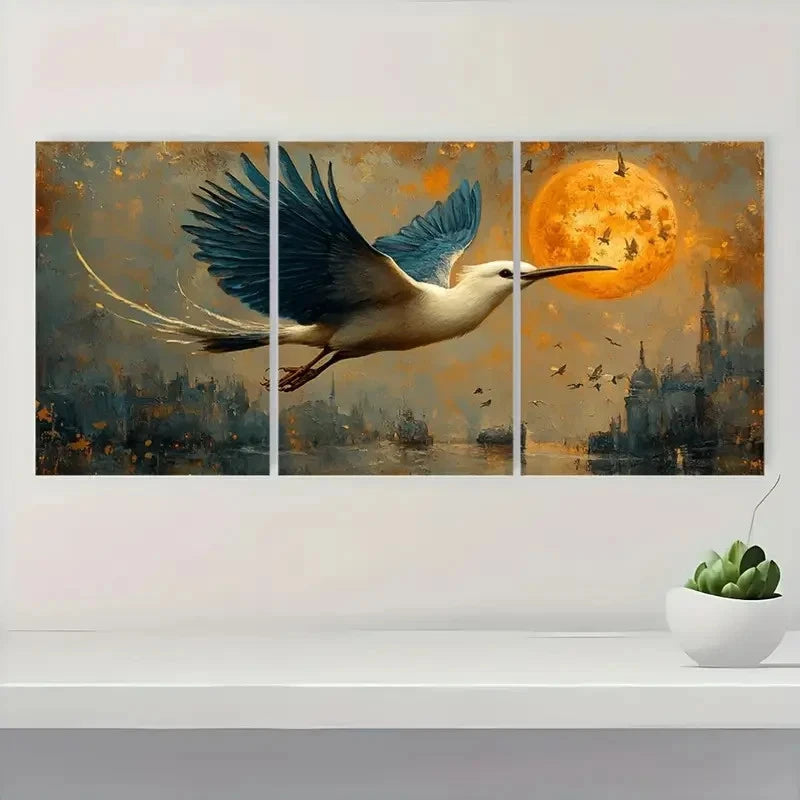 3pcs The Great Flight Fine Art Print Bird Wall Art Set Canvas Framed 40x60cm - High Quality Print 100% Australian Made Wall Canvas Ready to Hang