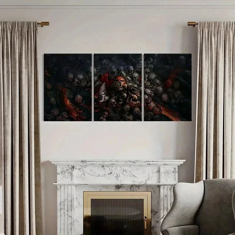 3pcs Fantasy Figures Skeletons Game Characters Wall Art Set Canvas Framed 40x60cm - High Quality Print 100% Australian Made Wall Canvas Ready to Hang