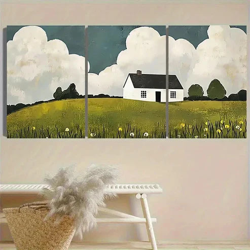 3pcs Countryside Cottage Art Print Wall Art Set Canvas Unframed - High Quality Print 100% Australian Made Wall Canvas - Bella Home Decor