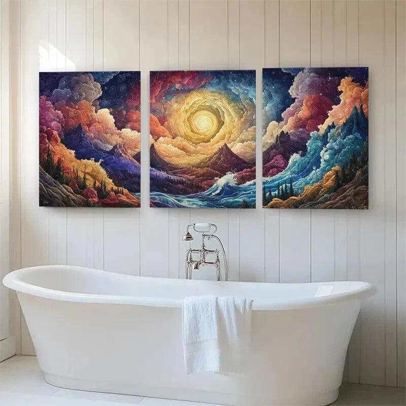 3pcs Surreal Landscape Clouds Dreamlike Perfect Wall Art Set Canvas Framed 40x60cm - High Quality Print 100% Australian Made Wall Canvas Ready to Hang