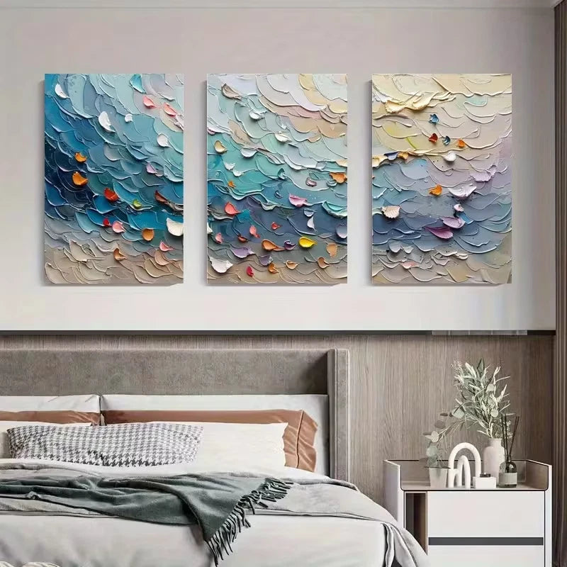 3pcs Abstract Wave Metal Print Ready to Hang Art
