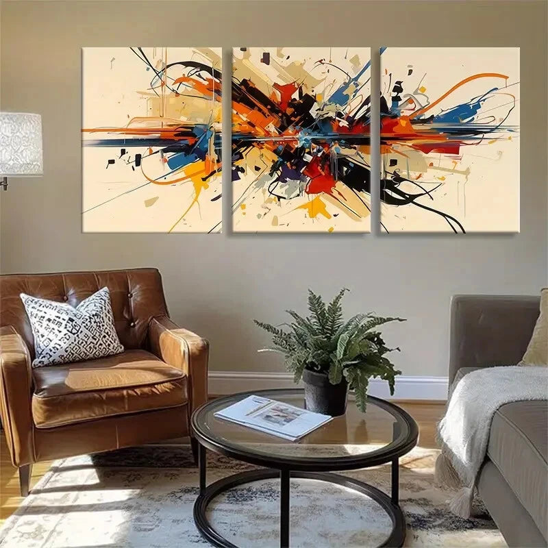 3pcs Explosion of Colors Abstract Perfect Wall Art Set Canvas Framed 40x60cm - High Quality Print 100% Australian Made Wall Canvas Ready to Hang