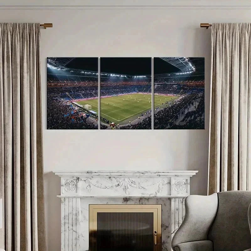 3pcs Football Stadium Sports Competition Wall Art Set Canvas Framed 40x60cm - High Quality Print 100% Australian Made Wall Canvas Ready to Hang