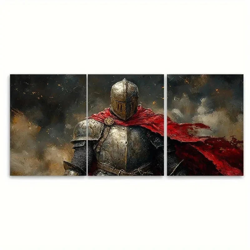 3pcs Knigh Medieval rt Wall Art Set Canvas Framed 60x90cm - High Quality Print 100% Australian Made Wall Canvas Ready to Hang