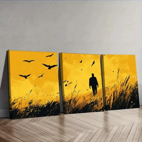 3pcs A Man in the Distance for Home Wall Art Set Canvas Unframed – High Quality Print 100% Australian Made Wall Canvas