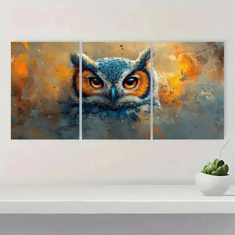 3pcs Owl Nursery Animal Décor Perfect Wall Art Set Canvas Framed 40x60cm - High Quality Print 100% Australian Made Wall Canvas Ready to Hang