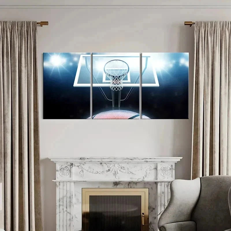 3pcs Basketball Hoop Modern Sport Wall Art Set Canvas Framed 40x60cm - High Quality Print 100% Australian Made Wall Canvas Ready to Hang