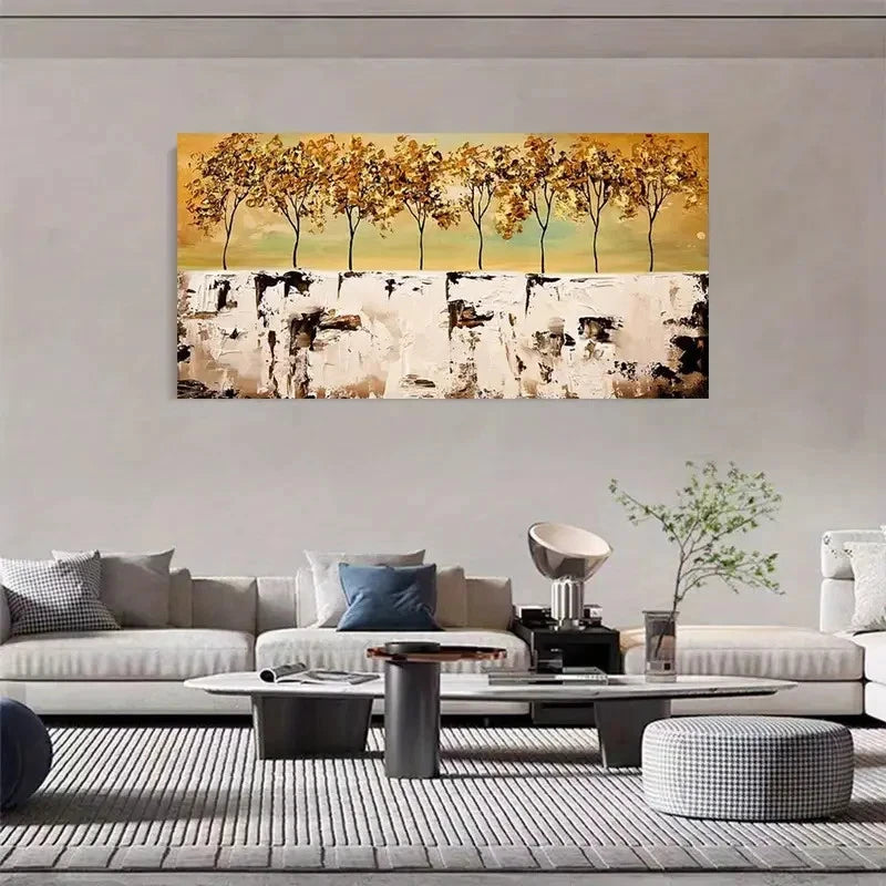 Minimalist Modern Golden Wall Art Canvas Office Home Room Framed 120x60cm