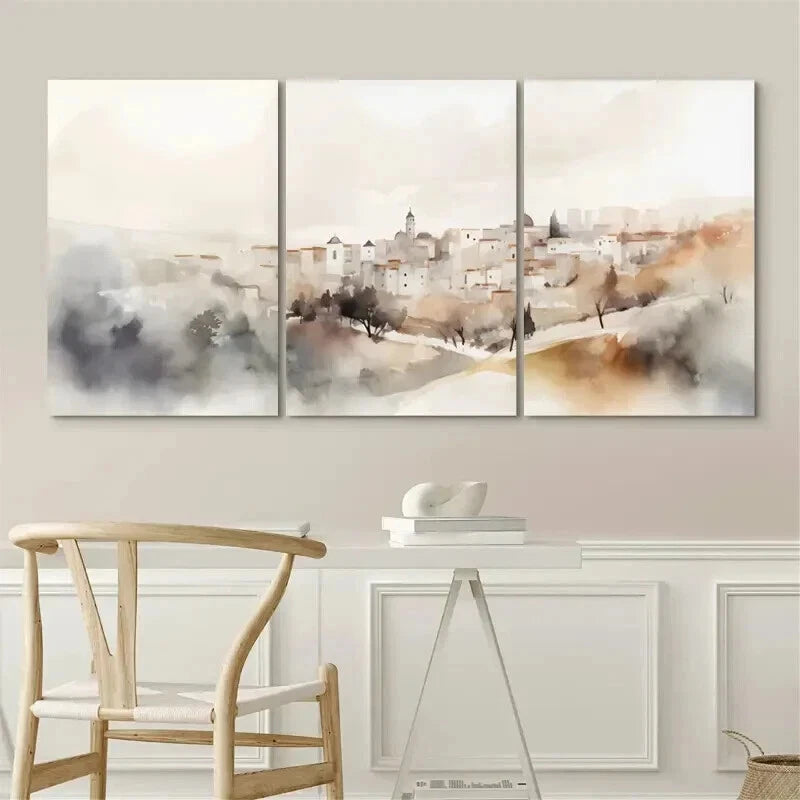 3pcs Jerusalem The Cityscape Landscape Wall Art Set Canvas Framed 40x60cm - High Quality Print 100% Australian Made Wall Canvas Ready to Hang