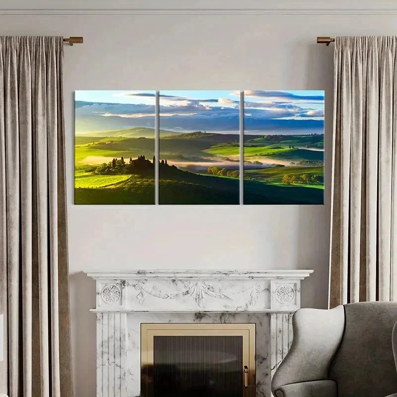 3pcs Magnificent Green Natural Landscape Wall Art Set Canvas Framed 40x60cm - High Quality Print 100% Australian Made Wall Canvas Ready to Hang