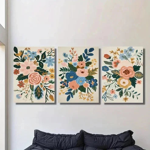 3pcs Nordic Style Flowers and Plants Wall Art Set Canvas Unframed - High Quality Print 100% Australian Made Wall Canvas