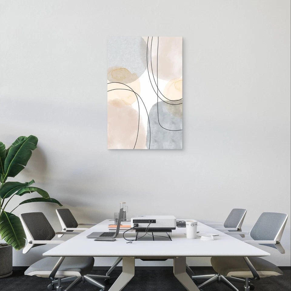 Minimalist Watercolour Circles and Lines 40x60cm Metal Print Ready to Hang