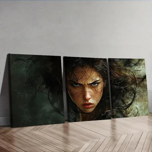 3pcs An Angry Young Woman Wall Art Set Canvas Unframed – High Quality Print 100% Australian Made Wall Canvas