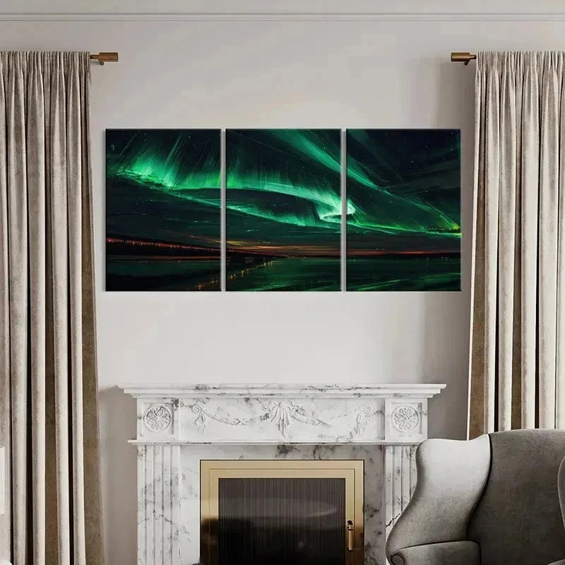 3pcs Aurora Nordic Natural Landscape Wall Art Set Canvas Framed 40x60cm - High Quality Print 100% Australian Made Wall Canvas Ready to Hang