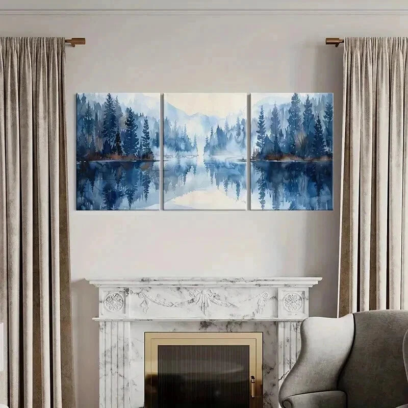 3pcs Serene Forest and Mountain Scenery Wall Art Set Canvas Framed 40x60cm - High Quality Print 100% Australian Made Wall Canvas Ready to Hang