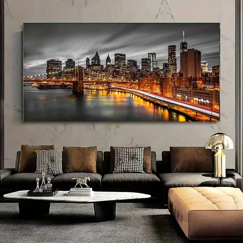 New York Cityscape wall canvas office home room framed 120x60cm