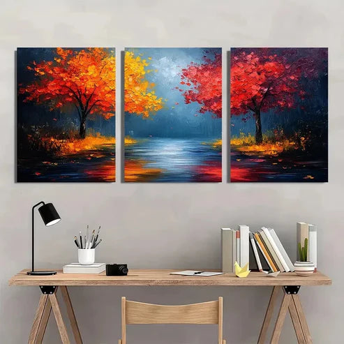 3pcs Painting Abstract Tree Oil Painting Perfect Wall Art Canvas Unframed – High Quality Print 100% Australian Made Wall Canvas