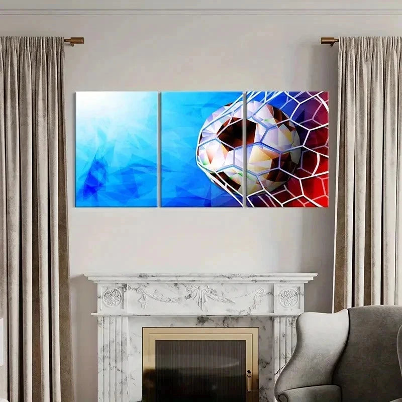 3pcs Sports Themed Football Goal Moment Wall Art Set Canvas Framed 40x60cm - High Quality Print 100% Australian Made Wall Canvas Ready to Hang
