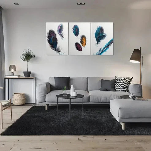 3pcs Abstract Feather Painting Canvas Unframed - High Quality Print 100% Australian Made Wall Canvas