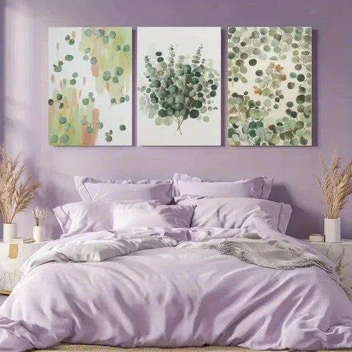 3pcs Eucalyptus Leaves Canvas Wall Art Canvas Unframed - High Quality Print 100% Australian Made Wall Canvas