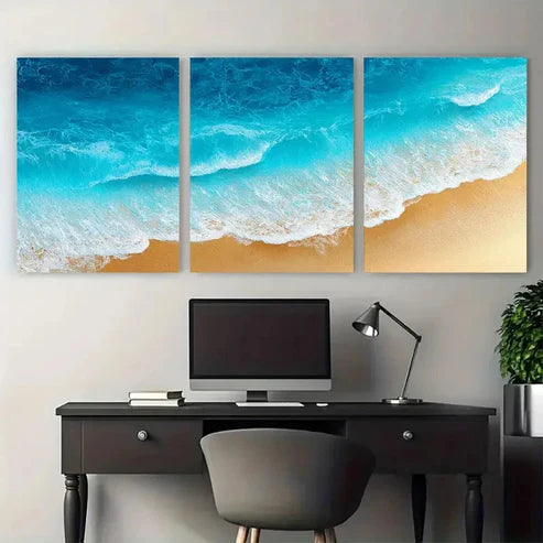 3pcs Beach Sun Surf Sea Salt Sand Wall Art Canvas Unframed - High Quality Print 100% Australian Made Wall Canvas