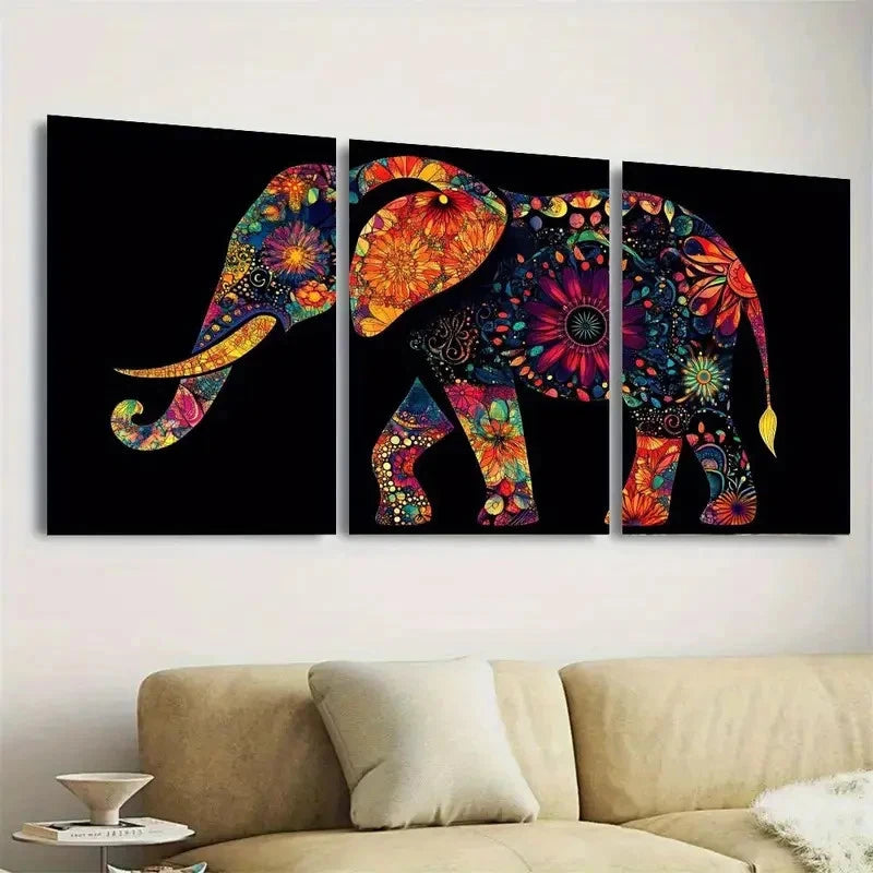 3pcs Colorful Floral & Geometric Wall Art Set Canvas Framed 60x90cm - High Quality Print 100% Australian Made Wall Canvas Ready to Hang