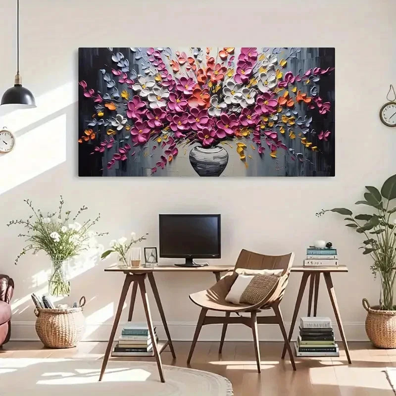 Abstract Flower Vibrant Floral Wall Art Canvas Office Home Room Framed 120x60cm