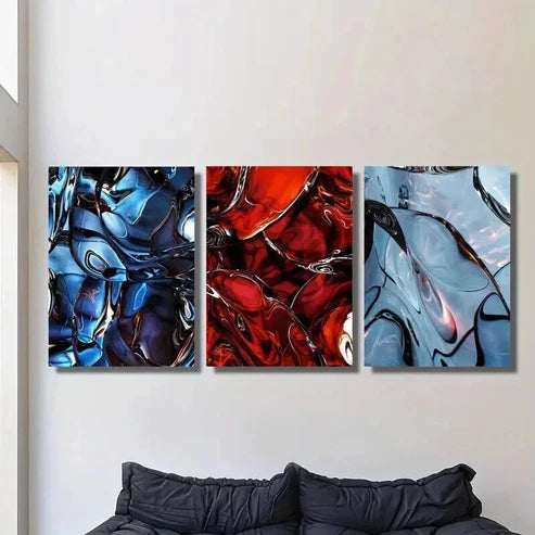 3pcs Shiny Ripple Twisted Fluid Texture Wall Art Canvas Unframed - High Quality Print 100% Australian Made Wall Canvas