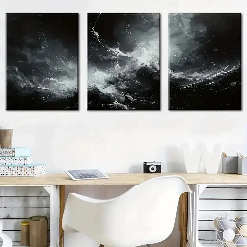 3pcs Abstract Waves And Splashes Perfect Wall Art Set Canvas Framed 40x60cm - High Quality Print 100% Australian Made Wall Canvas Ready to Hang
