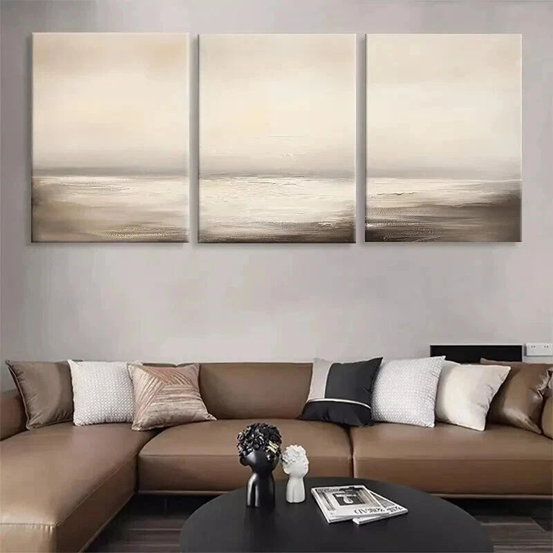3pcs Calm Ocean Tones Minimalist Décor Perfect Wall Art Set Canvas Framed 60x90cm - High Quality Print 100% Australian Made Wall Canvas Ready to Hang
