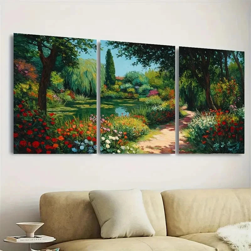 3pcs Crescent Moon Floral Botanical William Wall Art Set Canvas Framed 60x90cm - High Quality Print 100% Australian Made Wall Canvas Ready to Hang