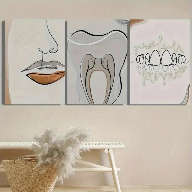 3pcs Simple Braces Line Decoration Perfect Wall Art Set Canvas Framed 40x60cm - High Quality Print 100% Australian Made Wall Canvas Ready to Hang