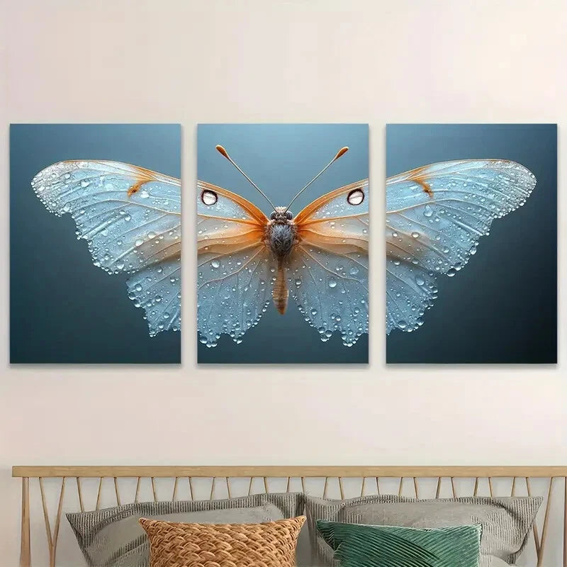 3pcs Butterfly Décor Fairy Wings Perfect Wall Art Set Canvas Framed 40x60cm - High Quality Print 100% Australian Made Wall Canvas Ready to Hang