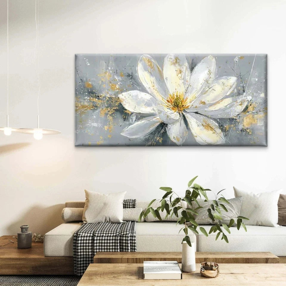 Minimalist Daisy-like Flower Wall Art Canvas Office Home Room Framed 120x60cm
