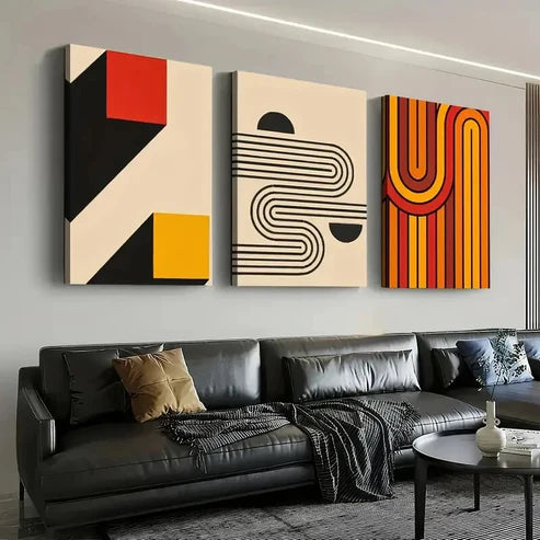 3pcs Bohemian Modern Fashion Line Wall Art Set Canvas Unframed - High Quality Print 100% Australian Made Wall Canvas