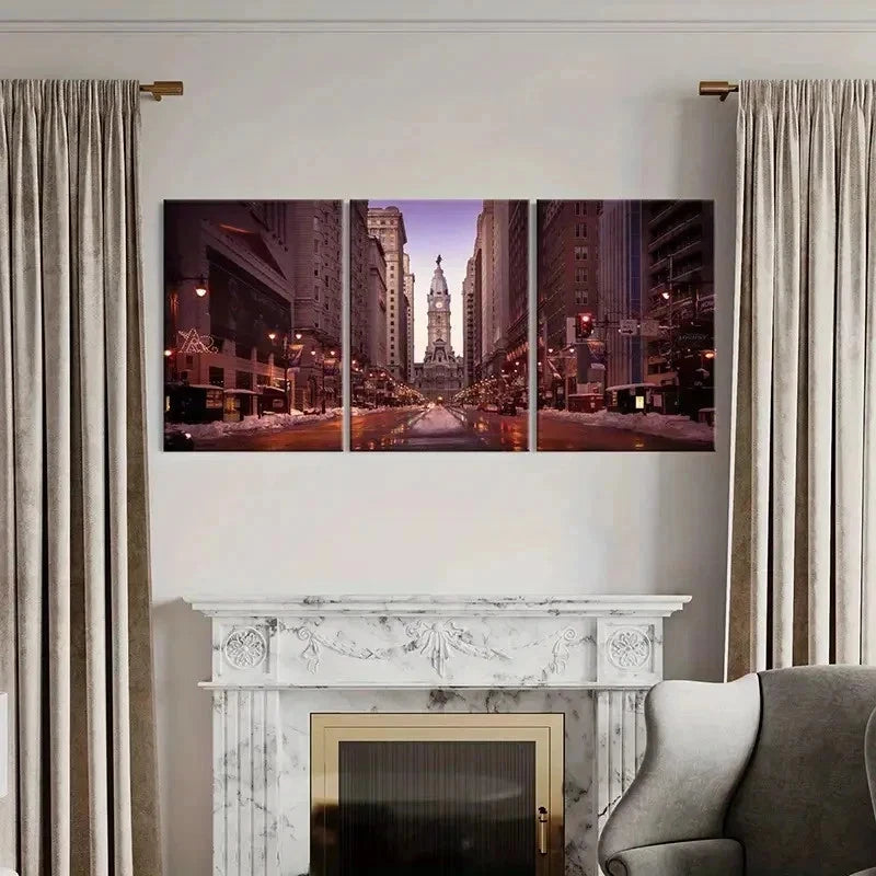 3pcs Architecture City Street Modern Wall Art Set Canvas Framed 40x60cm - High Quality Print 100% Australian Made Wall Canvas Ready to Hang