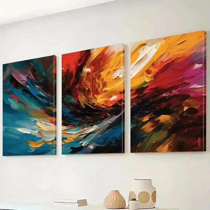 3pcs Graffiti Vibrant Abstract & Minimalist Wall Art Set Canvas Framed 50x70cm - High Quality Print 100% Australian Made Wall Canvas Ready to Hang