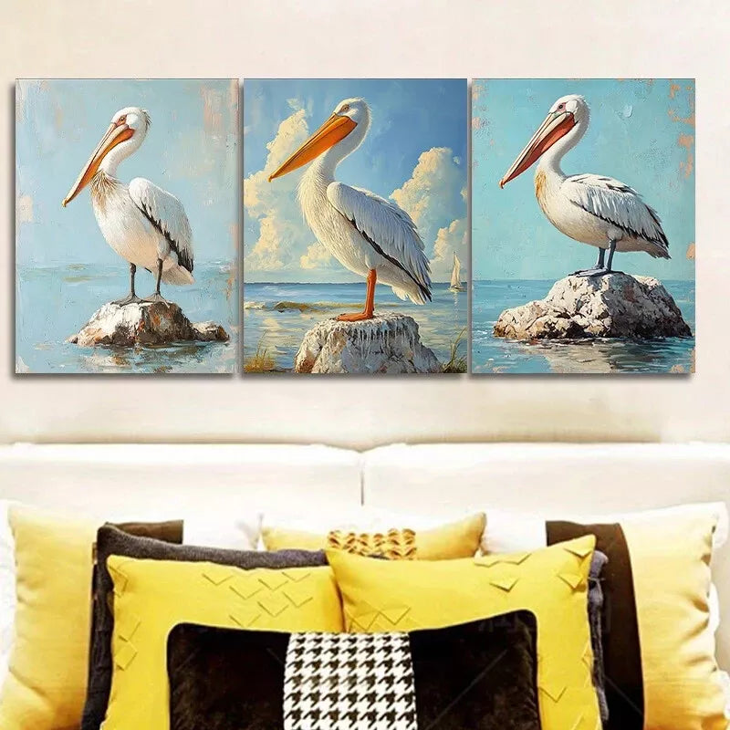 3pcs Pelican Rock Canvas Coastal Area Wall Art Set Canvas Framed 40x60cm - High Quality Print 100% Australian Made Wall Canvas Ready to Hang