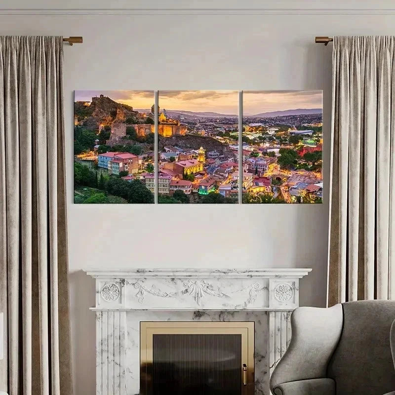 3pcs Georgia Landscape Travel Modern Wall Art Set Canvas Framed 40x60cm - High Quality Print 100% Australian Made Wall Canvas Ready to Hang
