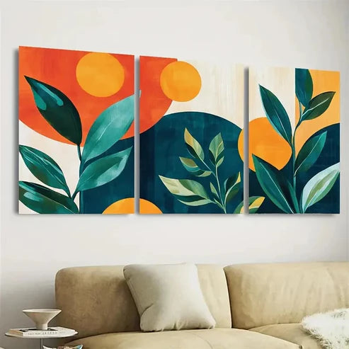 3pcs DustinWay Art Ring Circles Plants Wall Art Set Canvas Unframed - High Quality Print 100% Australian Made Wall Canvas