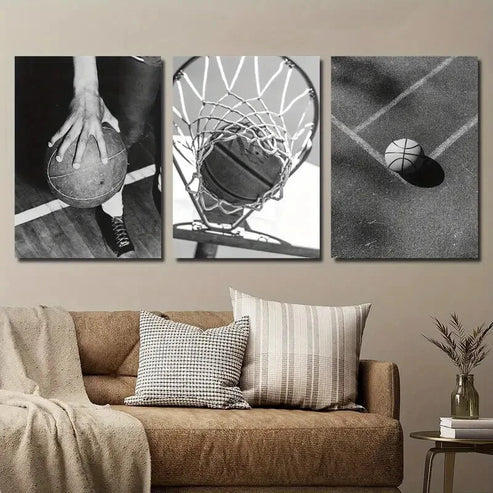 3pcs Basketball Hoop Creative Wall Art Set Canvas Unframed - High Quality Print 100% Australian Made Wall Canvas