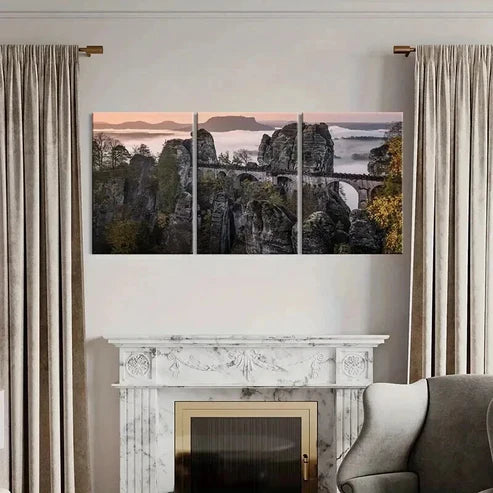 3pcs Boulder Mountain Peak Modern Wall Art Canvas Unframed - High Quality Print 100% Australian Made Wall Canvas